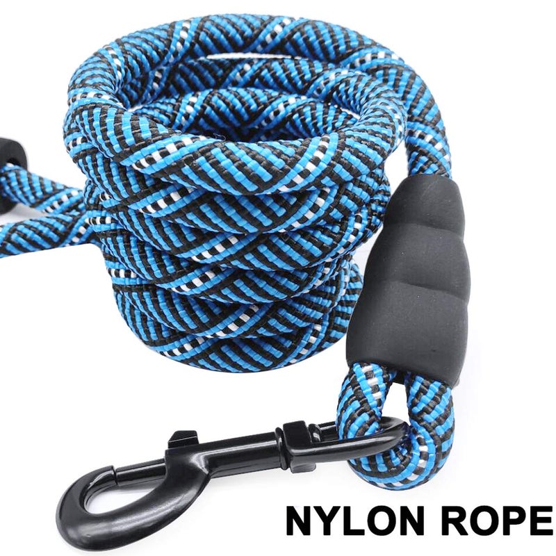MayPaw Heavy Duty Rope Dog Leash, 3/6/8/10/12/15/20/30 FT Nylon Pet Leash, Soft Padded Handle Thick Lead Leashes for Large Medium Dogs (Blue Black, 1/2" * 8') - Image 4